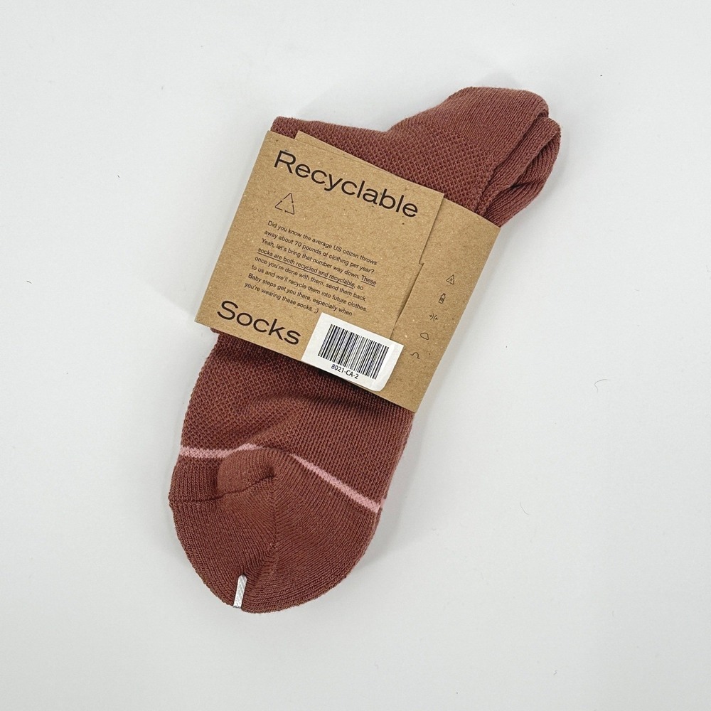 SET OF 2‎ Girlfriend Collective Please Recycle Crew Socks Terracotta Size 2 NWT - Picture 3 of 5